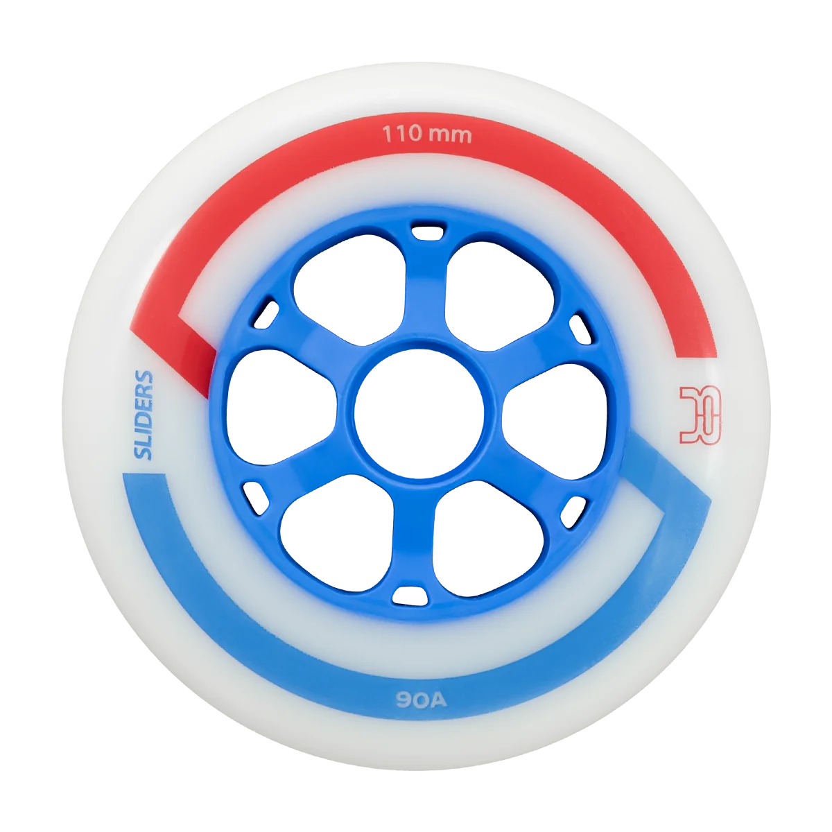 SLIDERS WHEELS 110mm/90A WHITE - BLUE x6