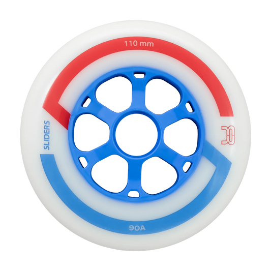 SLIDERS WHEELS 110mm/90A WHITE - BLUE x6